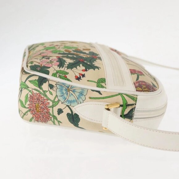 GUCCI Flora Shoulder Bag Canvas Beige Gold 001 - Picture 3 of 16